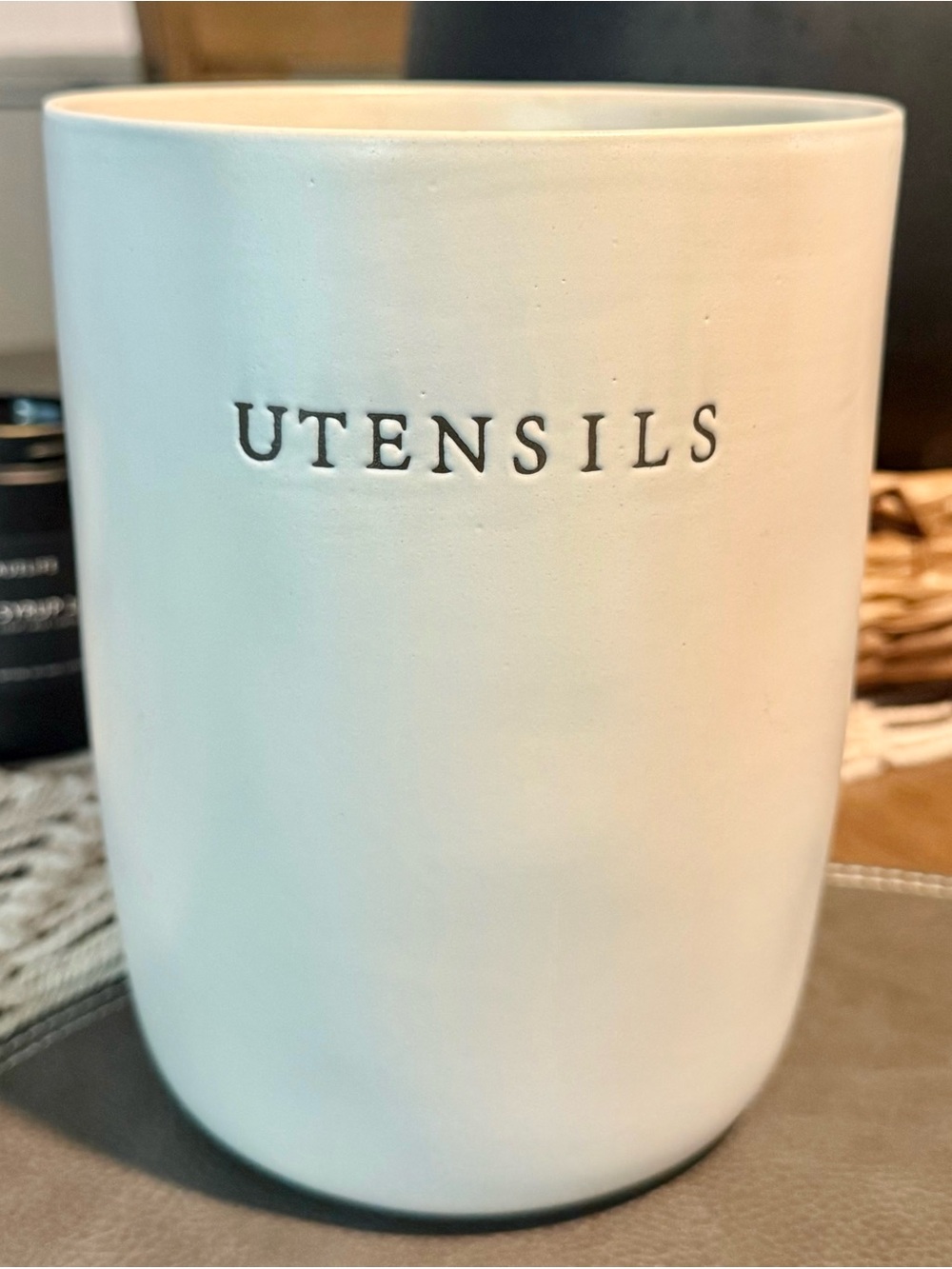 . Hearth & Hand by Magnolia Farmhouse Cream Stoneware Utensils Holder Canister - Picture 7 of 15